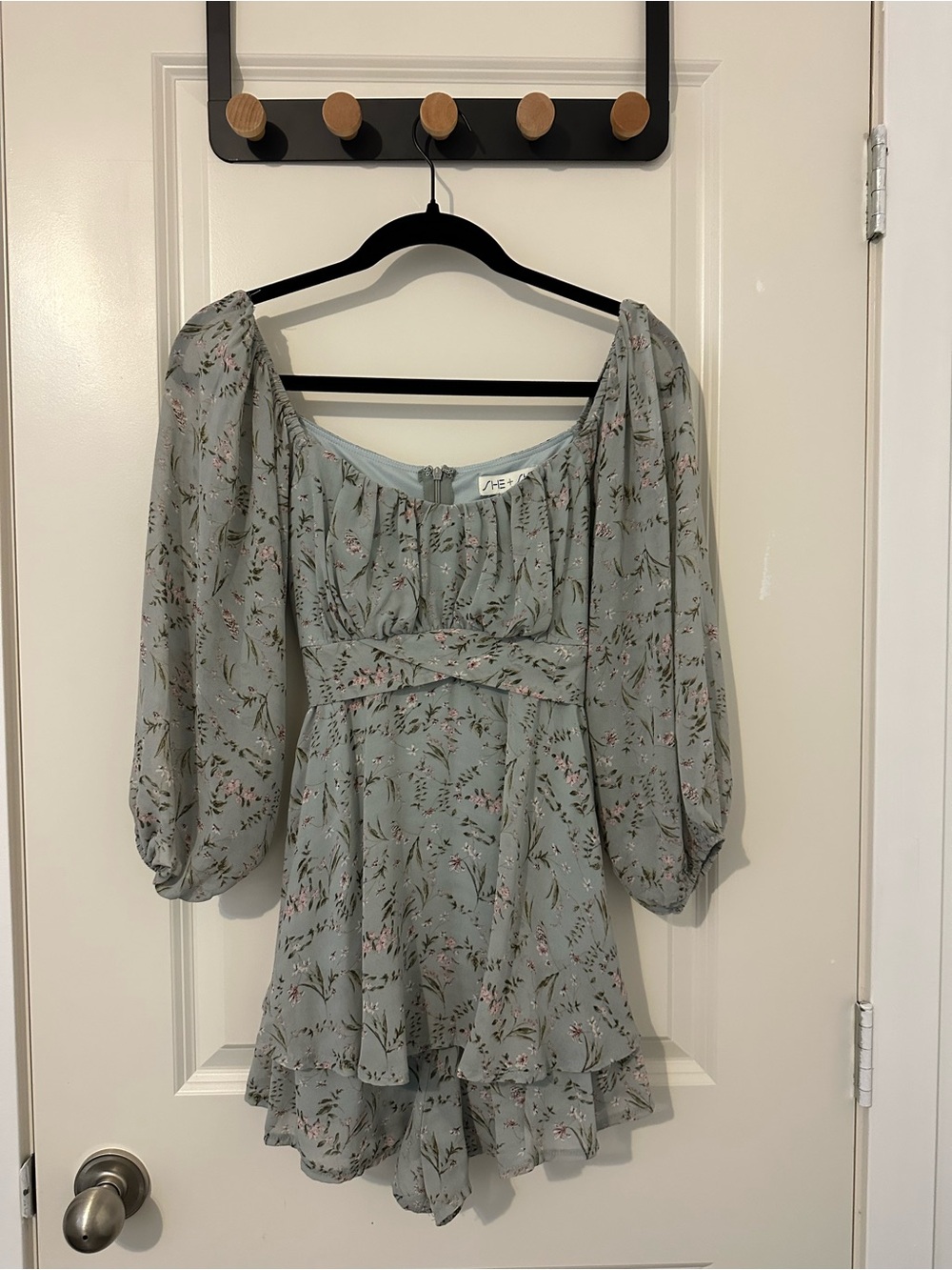 Blue Floral Long-Sleeve Romper